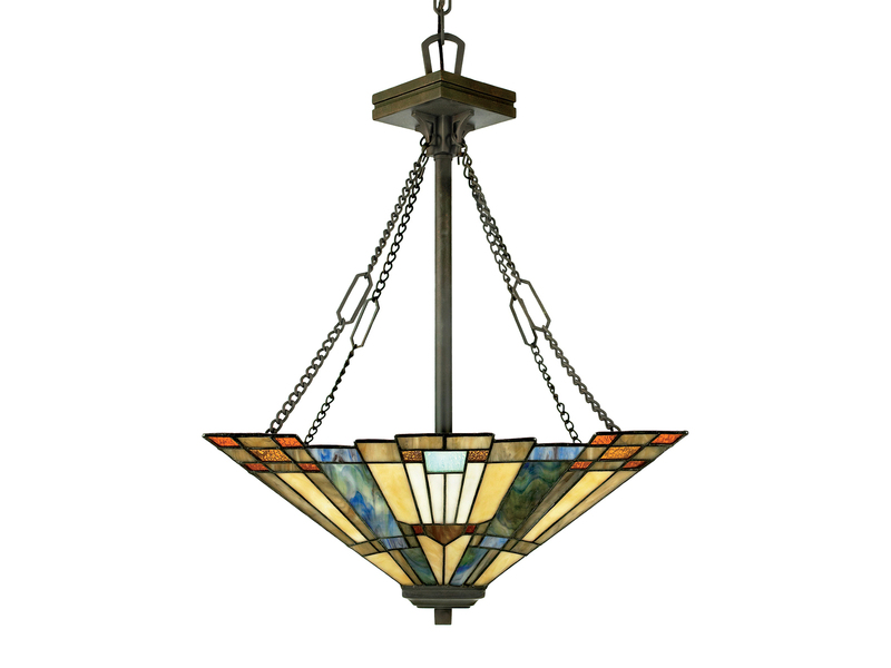 Tiffany Pendelleuchte INGLENOOK E27 Lampenschirm Bunt Ø 44,5cm