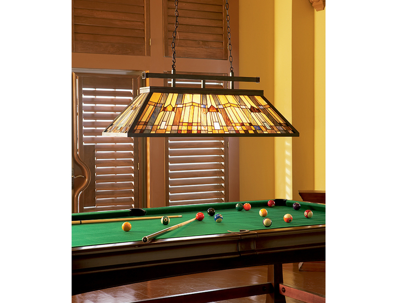 Große Tiffany Pendelleuchte INGLENOOK E27 Lampenschirm Bunt, Breite 121cm