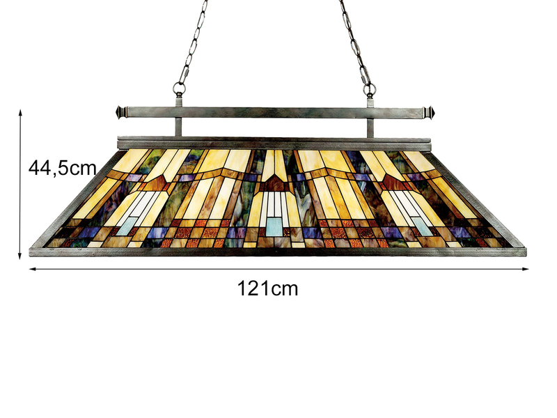 Große Tiffany Pendelleuchte INGLENOOK E27 Lampenschirm Bunt, Breite 121cm