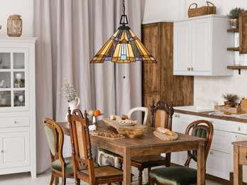 Tiffany Pendelleuchte INGLENOOK E27 Lampenschirm Bunt Ø 43cm