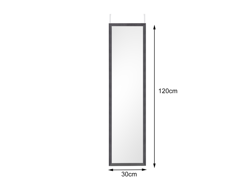 Türhängespiegel RIA rechteckig mit Haken, Rahmen in Schwarz 30x120cm