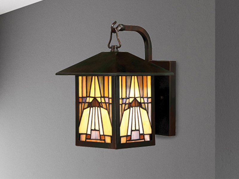 Außenwandleuchte INGLENOOK Laterne im Tiffany Design, Höhe 29cm
