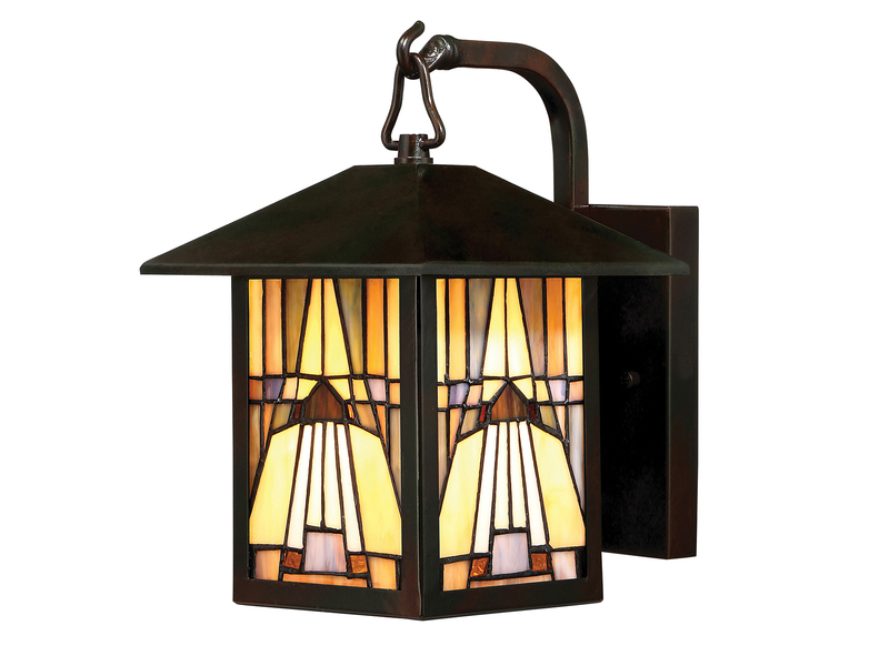 Außenwandleuchte INGLENOOK Laterne im Tiffany Design, Höhe 29cm