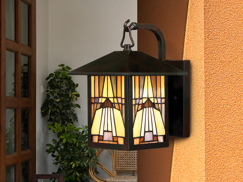 Außenwandleuchte INGLENOOK Laterne im Tiffany Design, Höhe 29cm