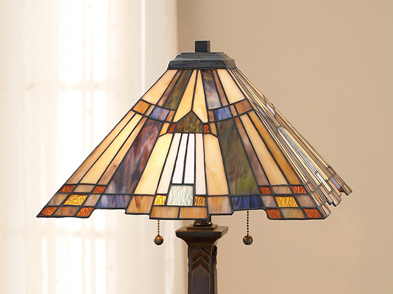Große Tiffany Tischlampe Lampenschirm Bunt mit E27 LED, Höhe 63,5cm