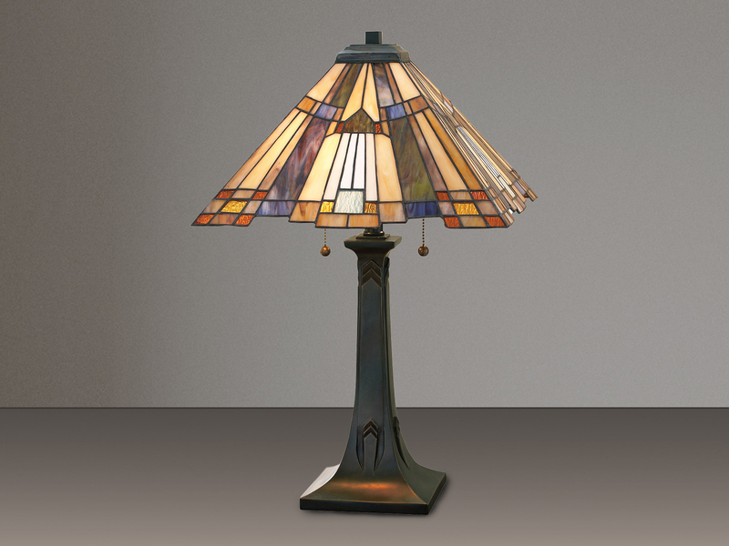 Große Tiffany Tischlampe Lampenschirm Bunt mit E27 LED, Höhe 63,5cm