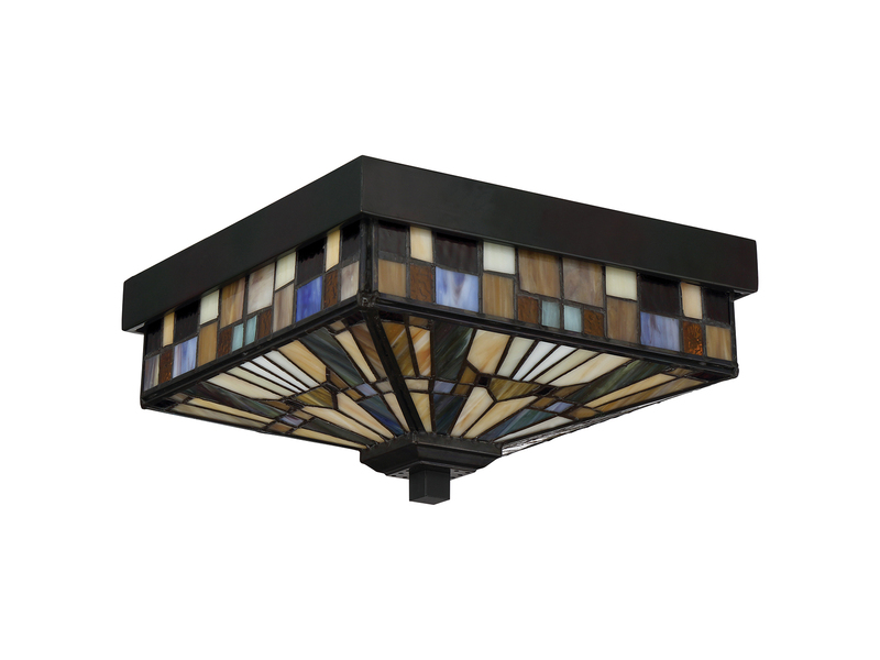 Kleine Tiffany Deckenleuchte bunt für Innen & Außen mit E27 LED, 26 x 26cm