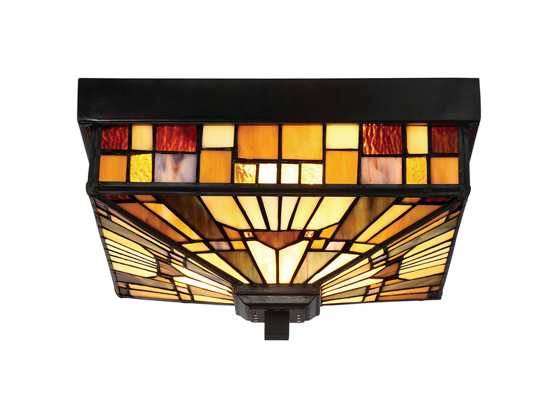 Kleine Tiffany Deckenleuchte bunt für Innen & Außen mit E27 LED, 26 x 26cm