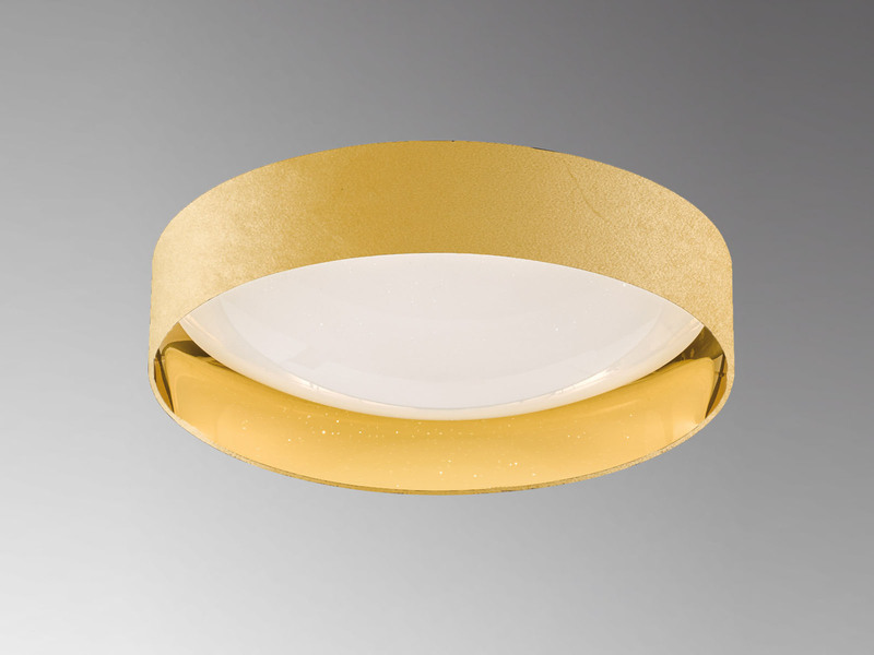 LED Deckenleuchte AURA dimmbar Lampenschirm Samt Gelb - Gold Ø 40cm