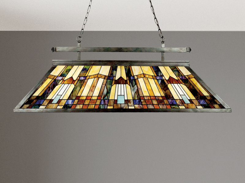 Große Tiffany Pendelleuchte mit E27 LED, Lampenschirm Bunt, Breite 121cm