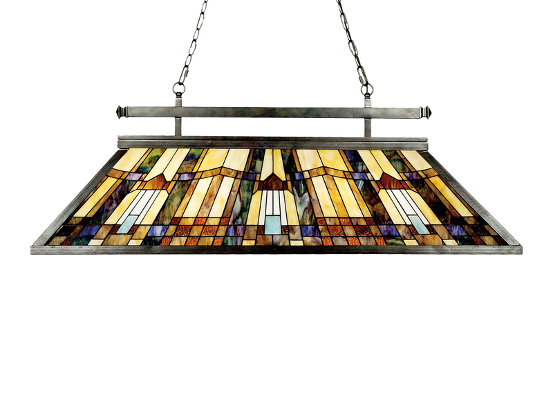 Große Tiffany Pendelleuchte mit E27 LED, Lampenschirm Bunt, Breite 121cm