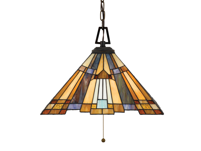 Tiffany Pendelleuchte mit E27 LED, Lampenschirm Bunt Ø 43cm