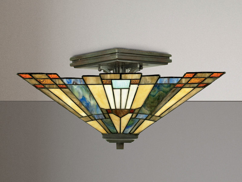 Hochwertige LED Deckenleuchte im Tiffany Design mit buntem Echtglas, Ø36cm