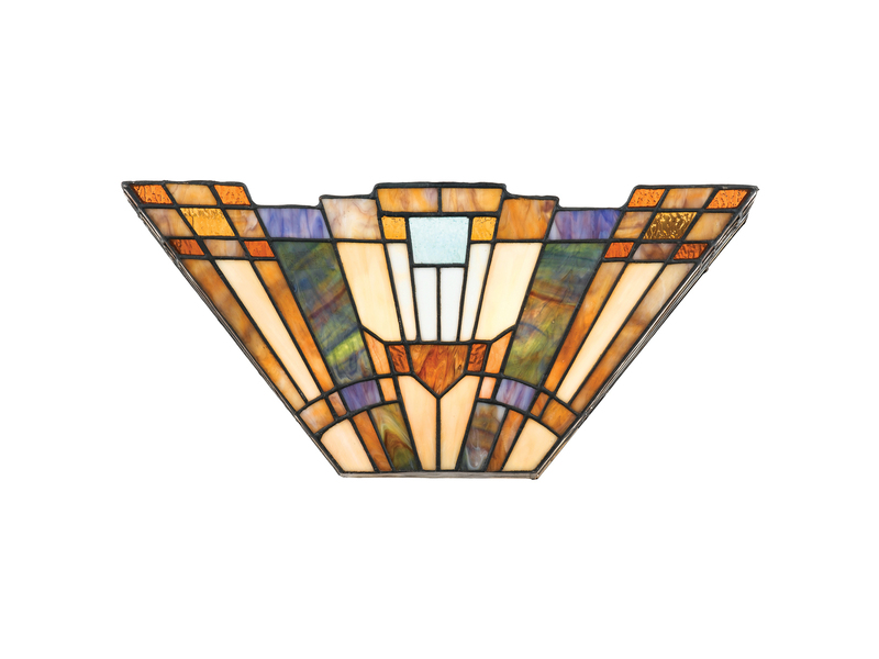 Hochwertige LED Wandleuchte im Tiffany Design mit buntem Echtglas, Breite 41cm