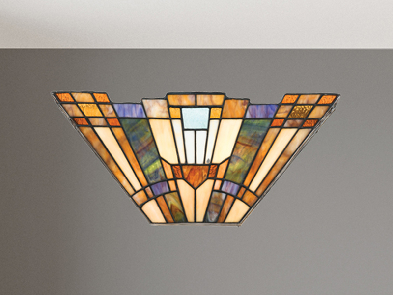 LED Wandleuchte im Tiffany Design mit buntem Echtglas, Breite 41cm