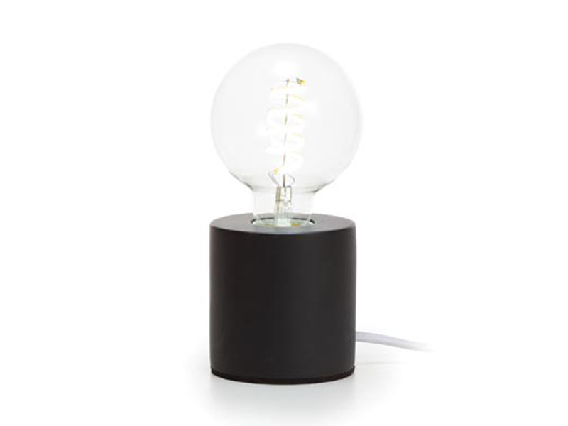 Tischlampen Sockel Beton Schwarz mit E27 Fassung OHNE Leuchtmittel, Höhe 9cm