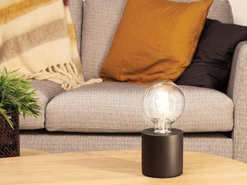 Tischlampen Sockel Beton Schwarz mit E27 Fassung OHNE Leuchtmittel, Höhe 9cm
