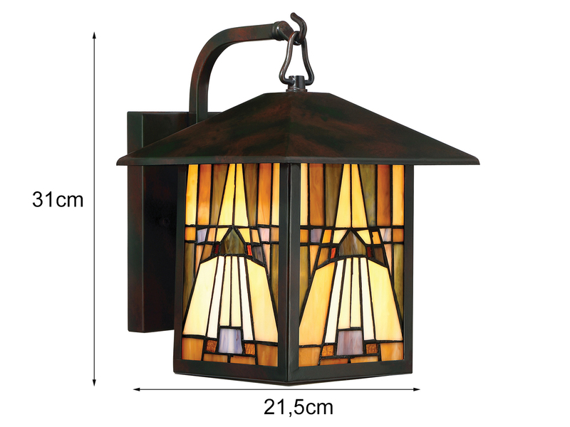 Außenwandleuchte Laterne im Tiffany Design, Höhe 31cm mit E27 LED