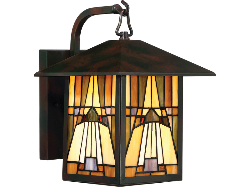 Außenwandleuchte Laterne im Tiffany Design, Höhe 31cm mit E27 LED