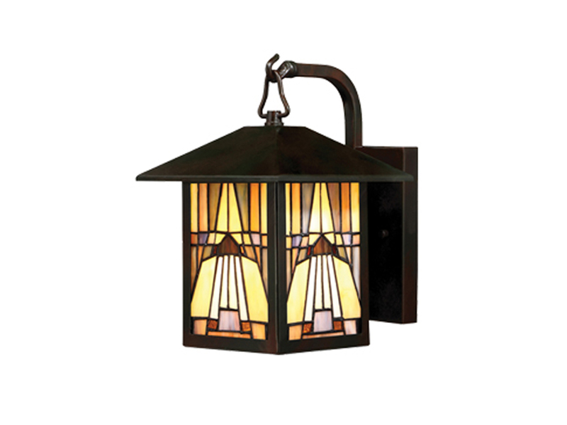 Außenwandleuchte Laterne im Tiffany Design, Höhe 29cm mit E27 LED