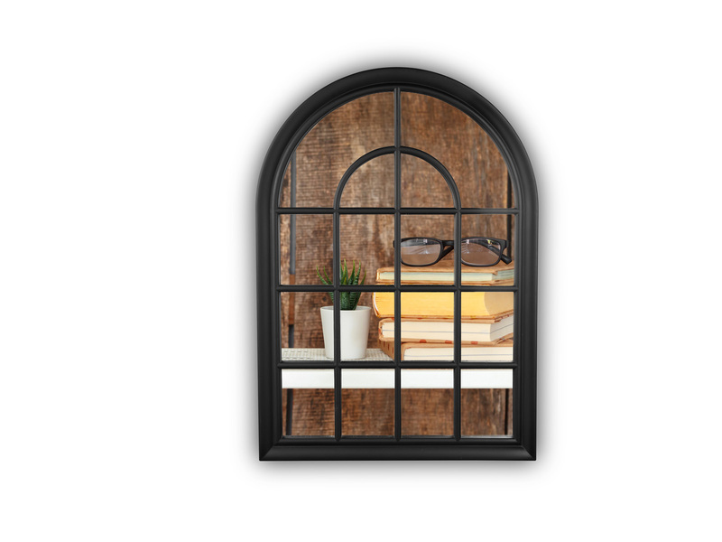 Deko Wandspiegel FIBI Rahmen Fensteroptik in Schwarz 50x70cm