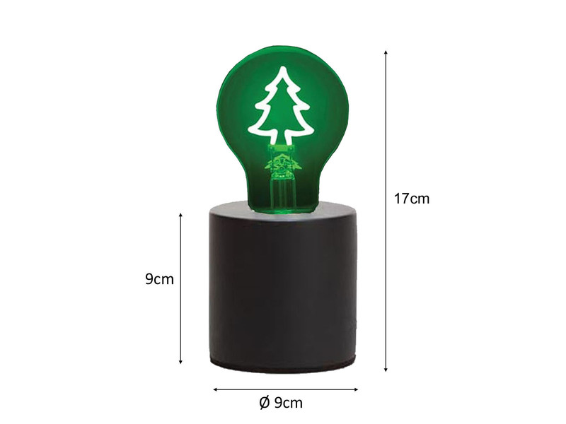 Tischlampe Beton Schwarz mit Deko LED Glühbirne Tannenbaum, Höhe 9cm