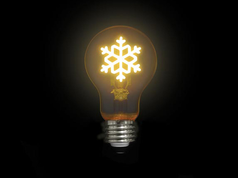 Tischlampe Beton Schwarz mit Deko LED Glühbirne Schneeflocke, Höhe 9cm