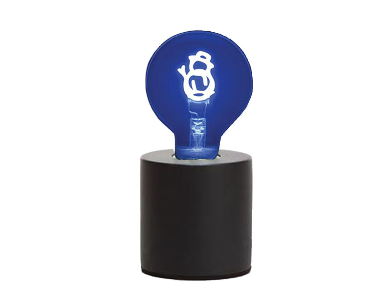 Tischlampe Beton Schwarz mit Deko LED Glühbirne Schneemann, Höhe 9cm