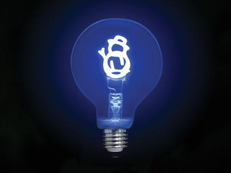 Tischlampe Beton Schwarz mit Deko LED Glühbirne Schneemann, Höhe 9cm