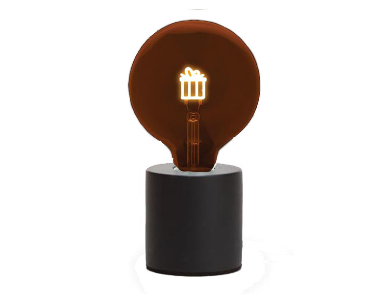 Tischlampe Beton Schwarz mit Deko LED Glühbirne Geschenk, Höhe 9cm