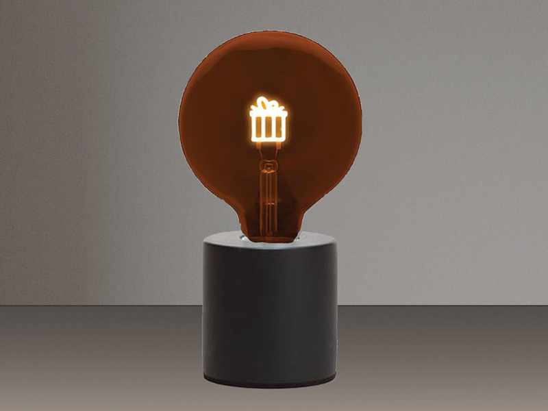 Tischlampe Beton Schwarz Ø 9cm mit Deko LED Glühbirne Geschenk