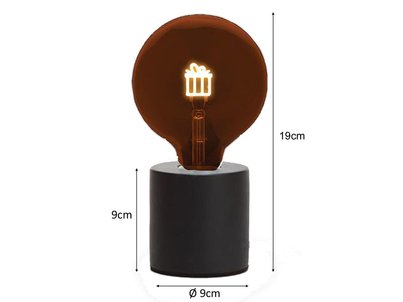 Tischlampe Beton Schwarz mit Deko LED Glühbirne Geschenk, Höhe 9cm