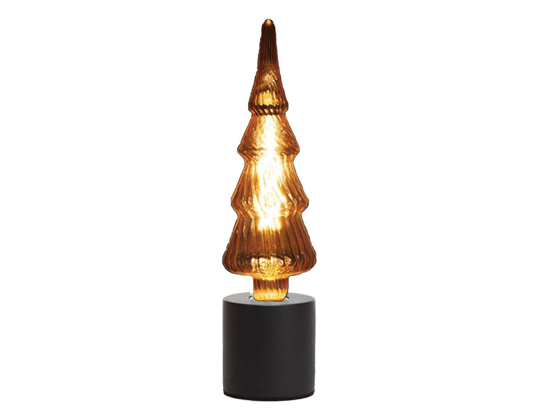 Tischlampe Beton Schwarz mit Deko LED Tannenbaum, Höhe 9cm