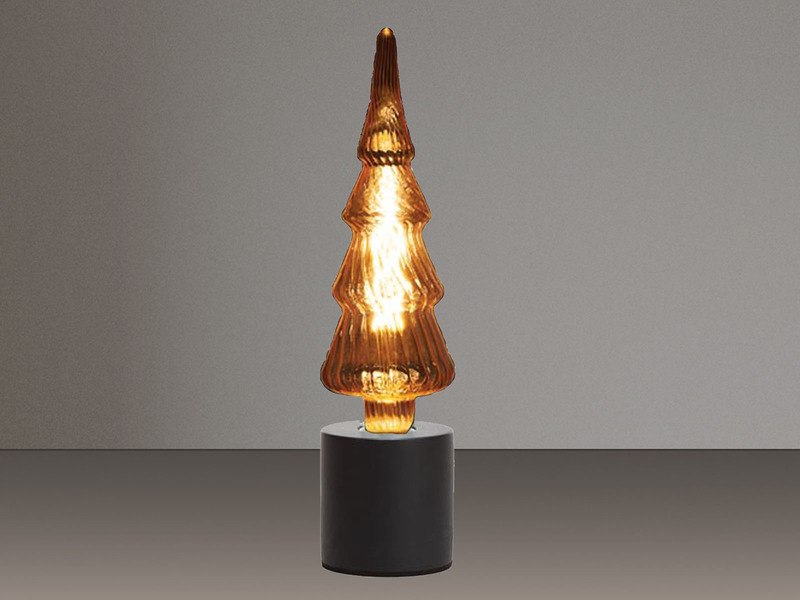 Tischlampe Beton Schwarz mit Deko LED Tannenbaum, Höhe 9cm