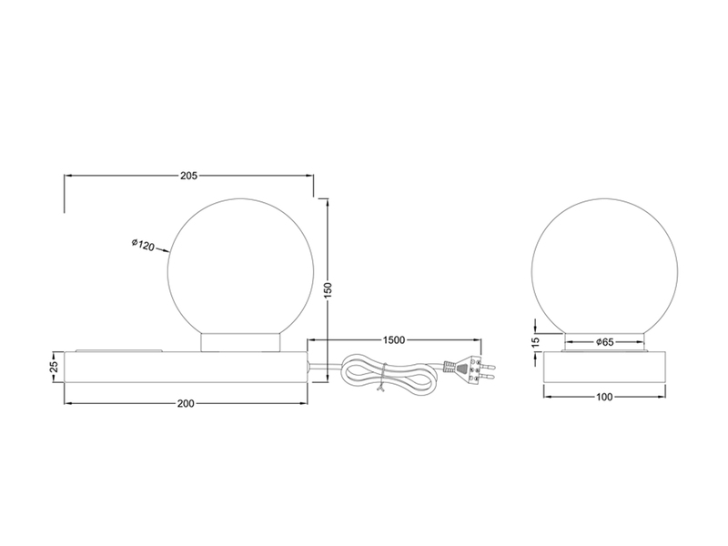 LED Tischleuchte Schwarz induktive Ladestation & Touch Glasschirm Weiß 12cm