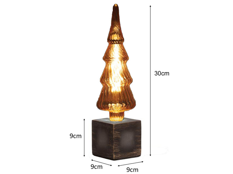 Tischlampe Würfel Grau mit Deko LED Tannenbaum, Quadrat 9cm