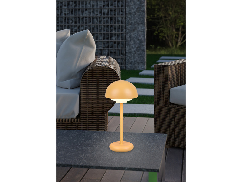 LED Tischleuchte Outdoor ELLIOT Touch Dimmer, USB, Gelb Ø 13,5cm Höhe 30cm