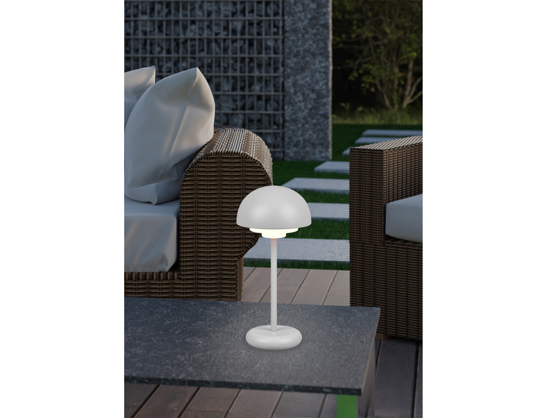 LED Tischleuchte Outdoor ELLIOT Touch Dimmer, USB aufladbar, Grau Höhe 30cm