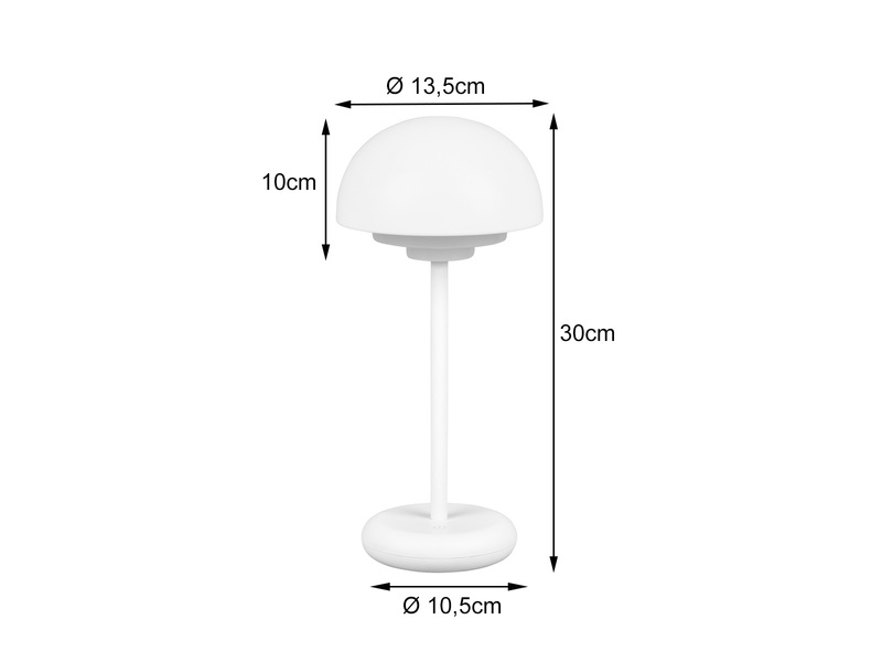 2er SET Outdoor Akku LED Tischleuchten Touch Dimmer, Weiß Höhe 30cm