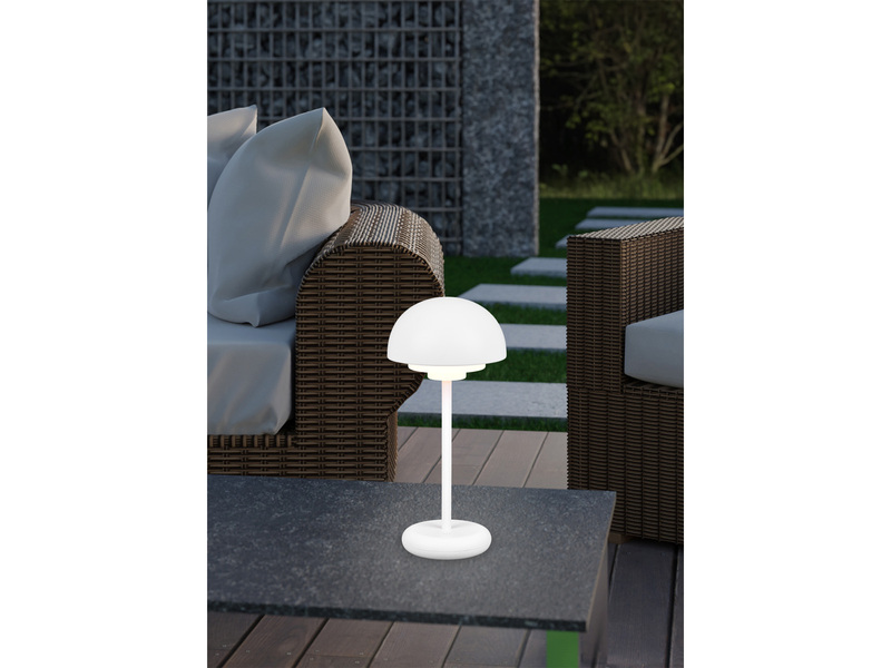 2er SET Outdoor Akku LED Tischleuchten Touch Dimmer, Weiß Höhe 30cm