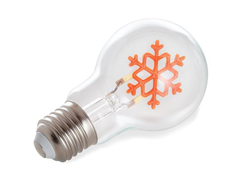 Tischlampe Würfel Holz Eiche mit Deko LED Glühbirne Schneeflocke, Quadrat 9cm