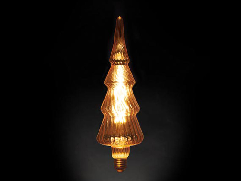 Tischlampe Würfel Holz Eiche 9x9cm mit Deko LED Tannenbaum