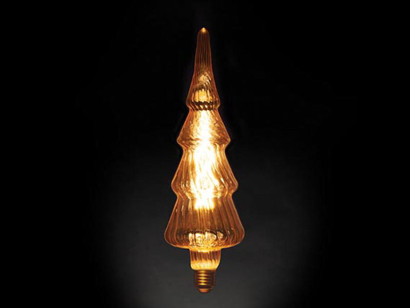 Tischlampe Würfel Holz Eiche mit Deko LED Tannenbaum, Quadrat 9cm