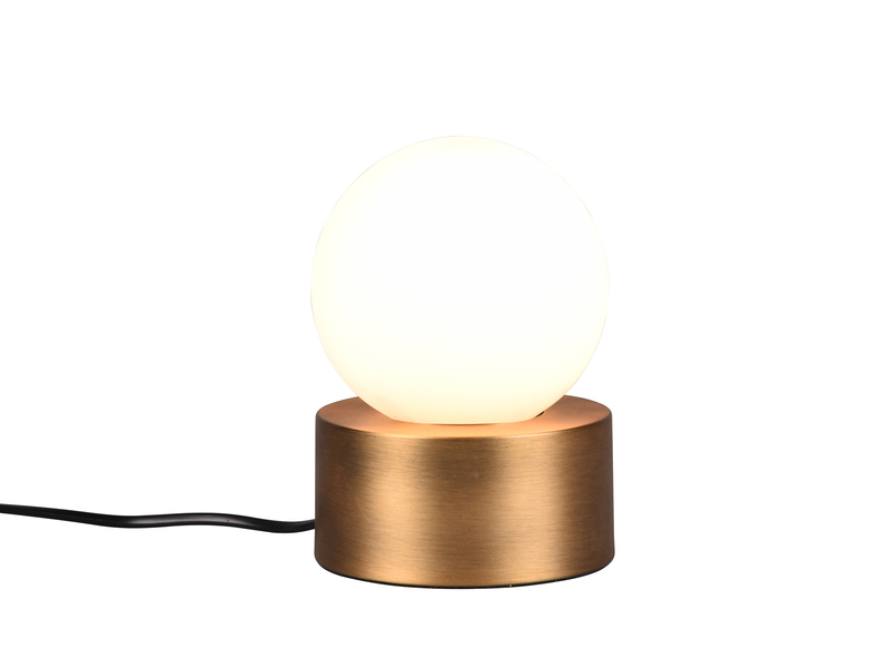 LED Tischleuchte mit Touch-Funktion & Glaskugel Weiß, Altmessing Höhe 17cm