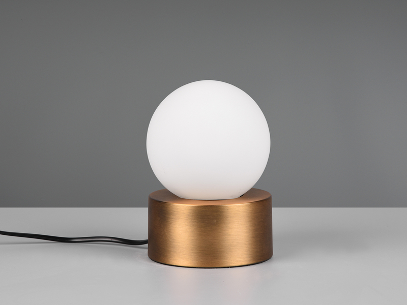 LED Tischleuchte mit Touch-Funktion & Glaskugel Weiß, Altmessing Höhe 17cm