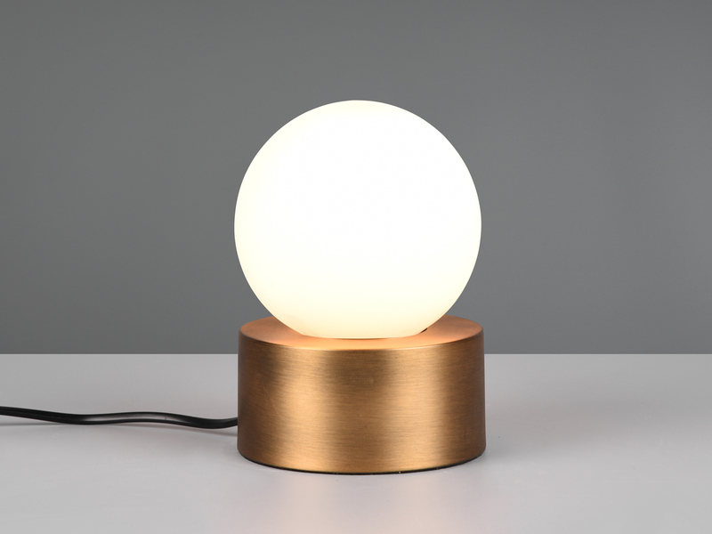 LED Tischleuchte mit Touch-Funktion & Glaskugel Weiß, Altmessing Höhe 17cm