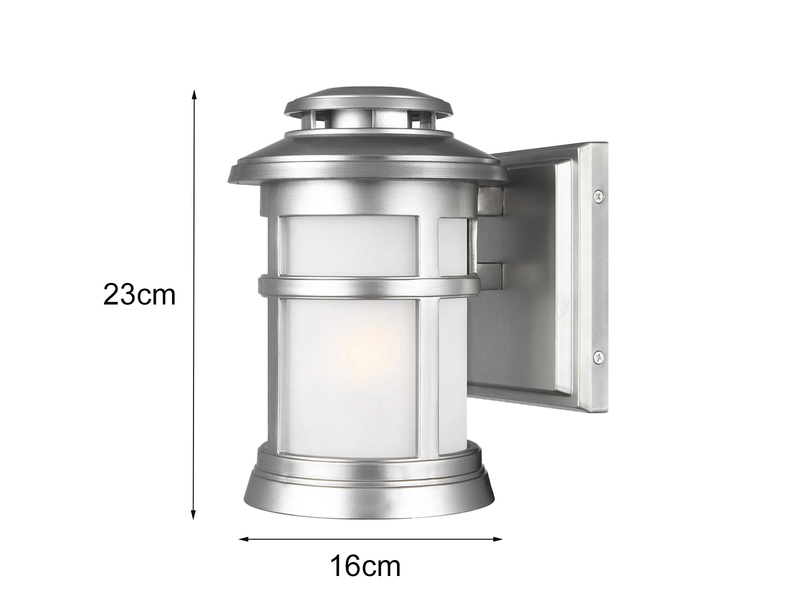 LED Ultra Wetter & Salzluft resistente Außen Laterne, Silber Höhe 23cm