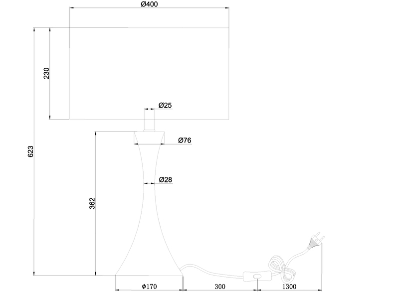 Große Tischlampe SABIA Schwarz matt mit Stoffschirm Weiß - Höhe 62cm