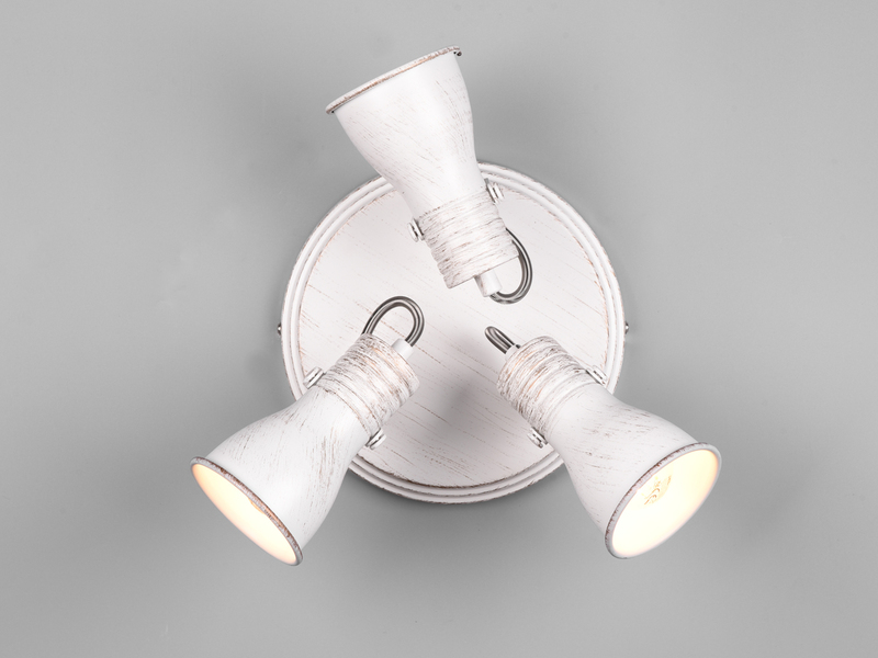 Deckenstrahler STEAM 3 flammig verstellbare Metallschirme in Weiß, Ø 28cm