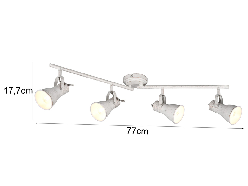 Deckenstrahler STEAM 4 flammig verstellbare Metallschirme Weiß, Breite 77cm